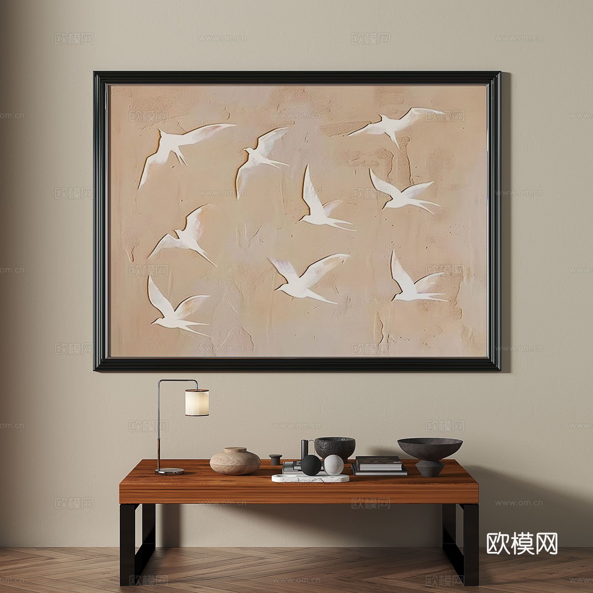 现代,复古,中古,装饰画3d模型