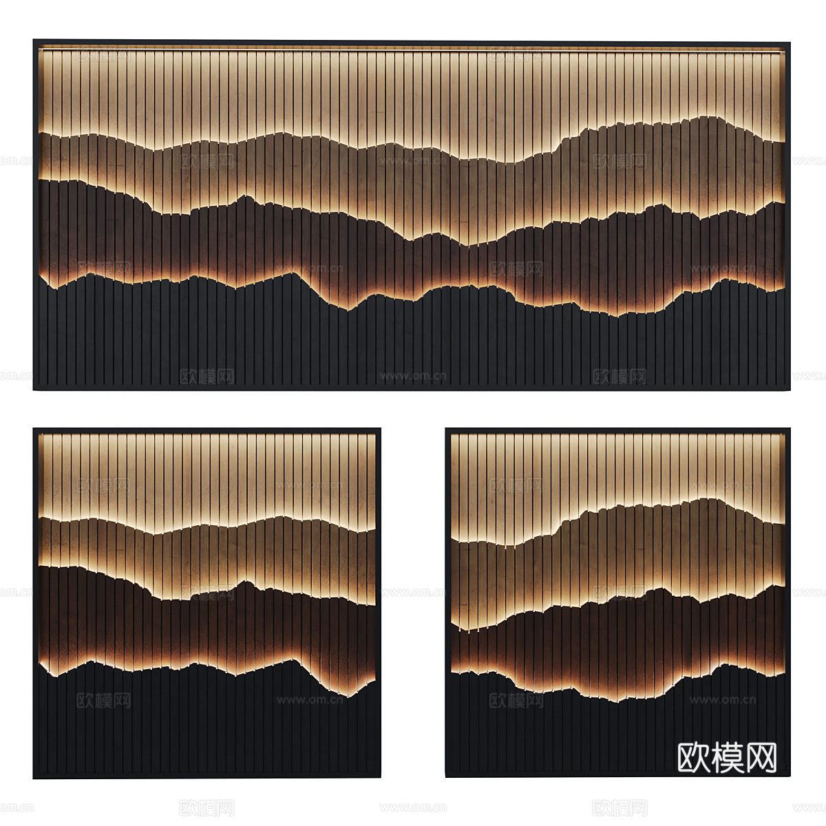 新中式远山装饰灯3d模型