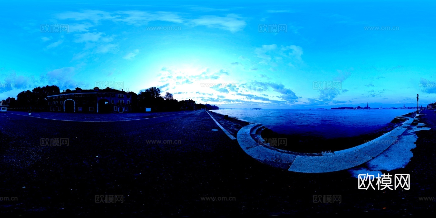 滨海度假区配景 日落 黄昏 半夜景