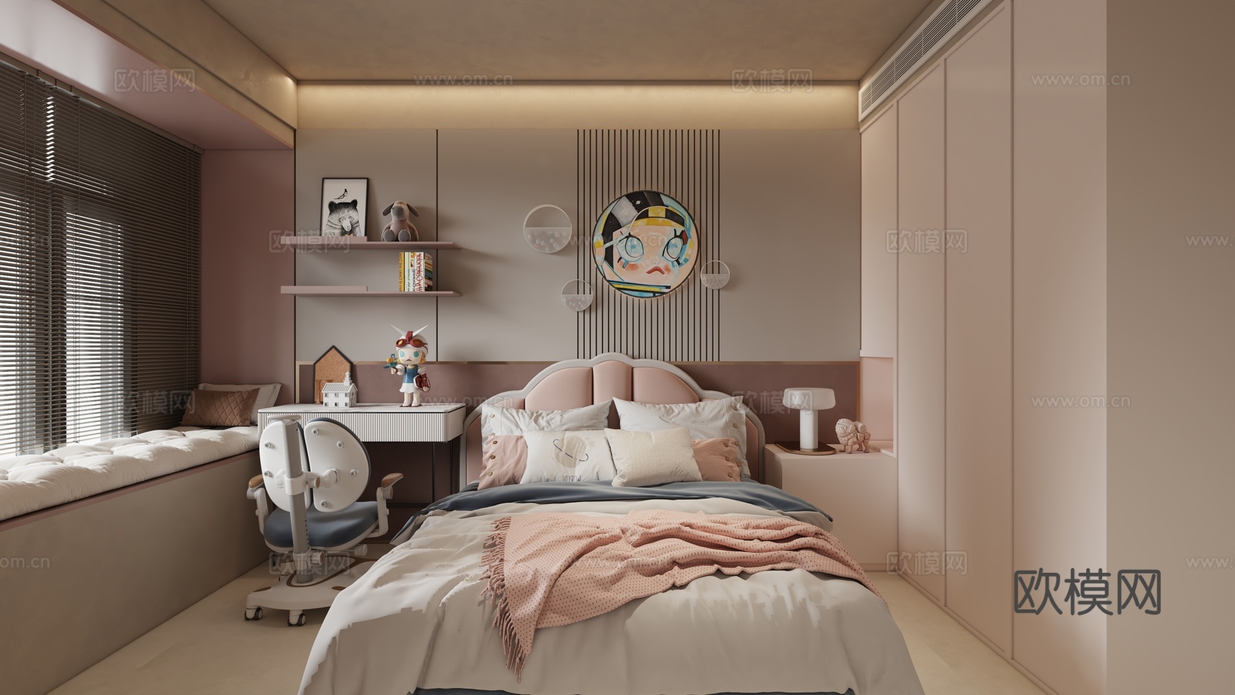 现代儿童房3d模型下载