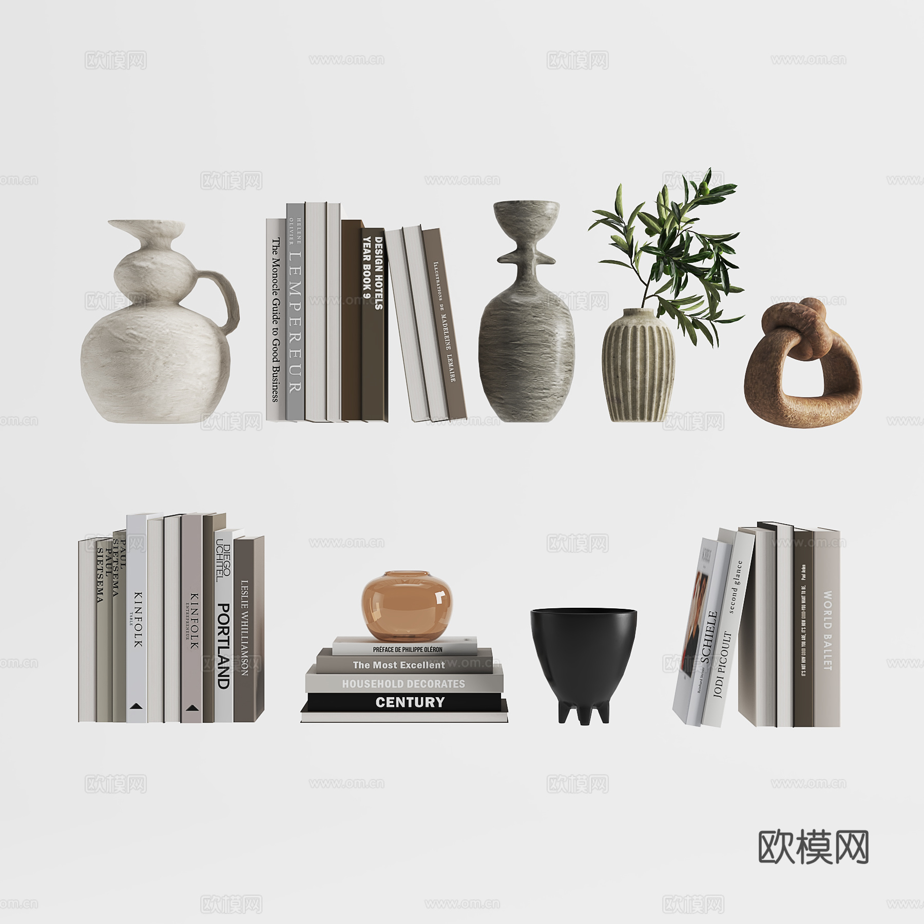 中古摆件组合su模型