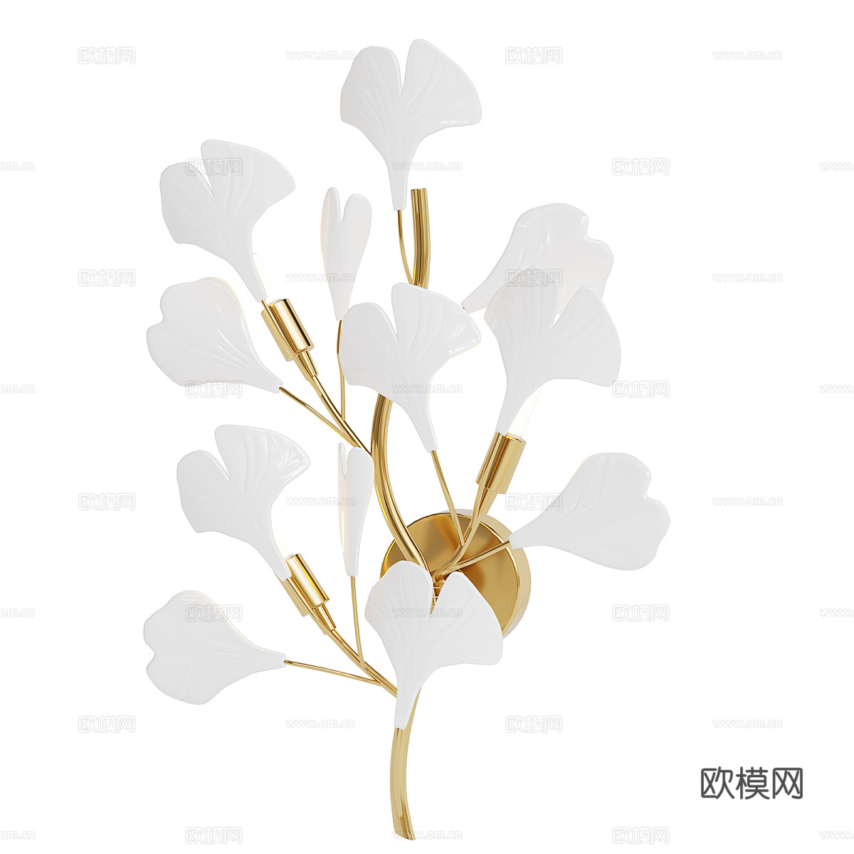 现代轻奢银杏叶装饰壁灯3d模型