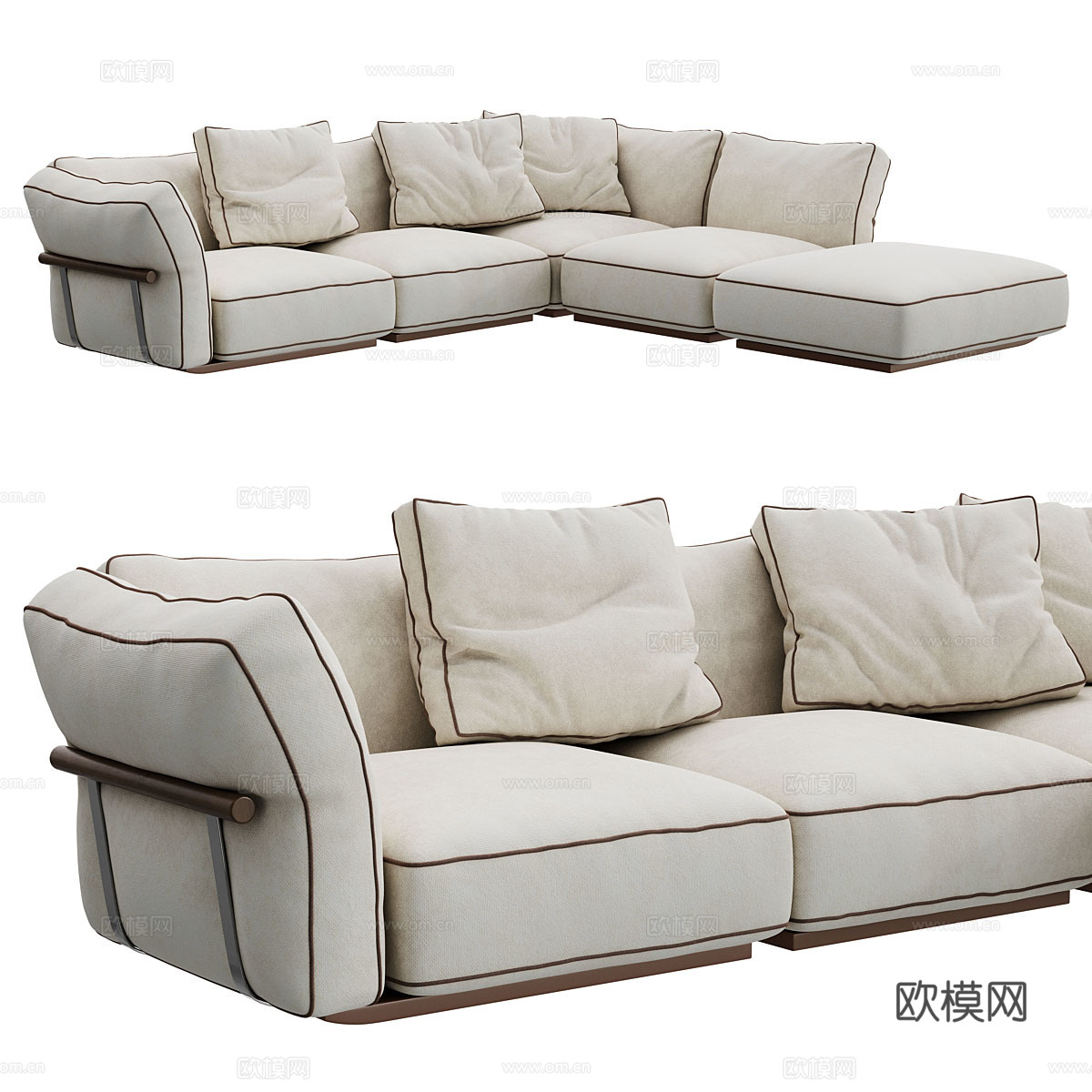 现代意式 Camelot 转角沙发3d模型
