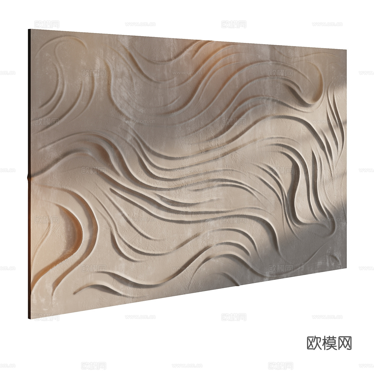 新中式茶几波浪板挂饰3d模型