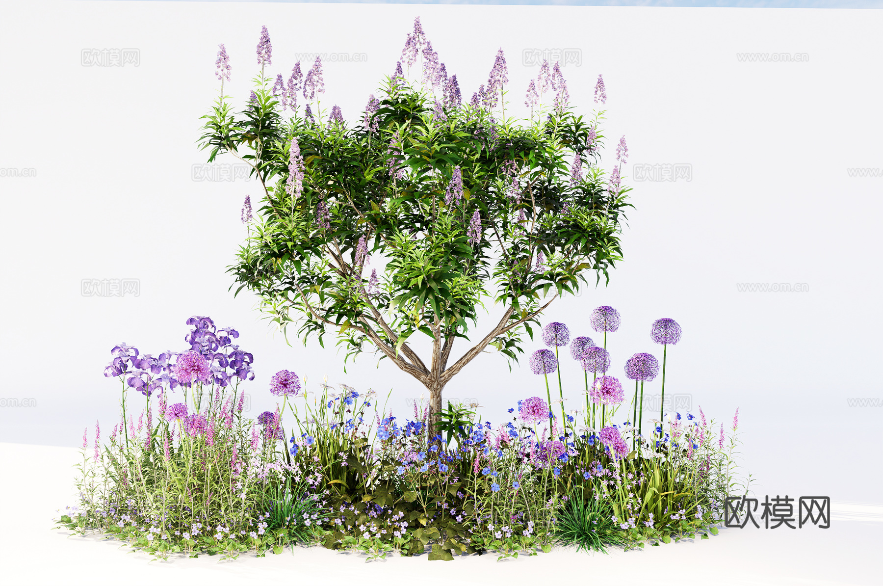花卉花草 穗花牡荆 灌木花草 植物组合 庭院景观su模型