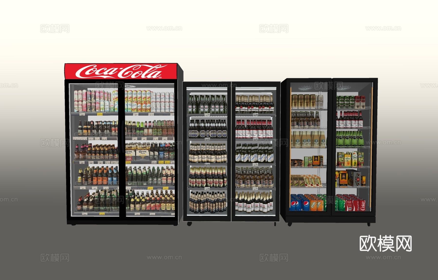 现代冰柜冷藏柜酒水柜饮料柜展示柜su模型