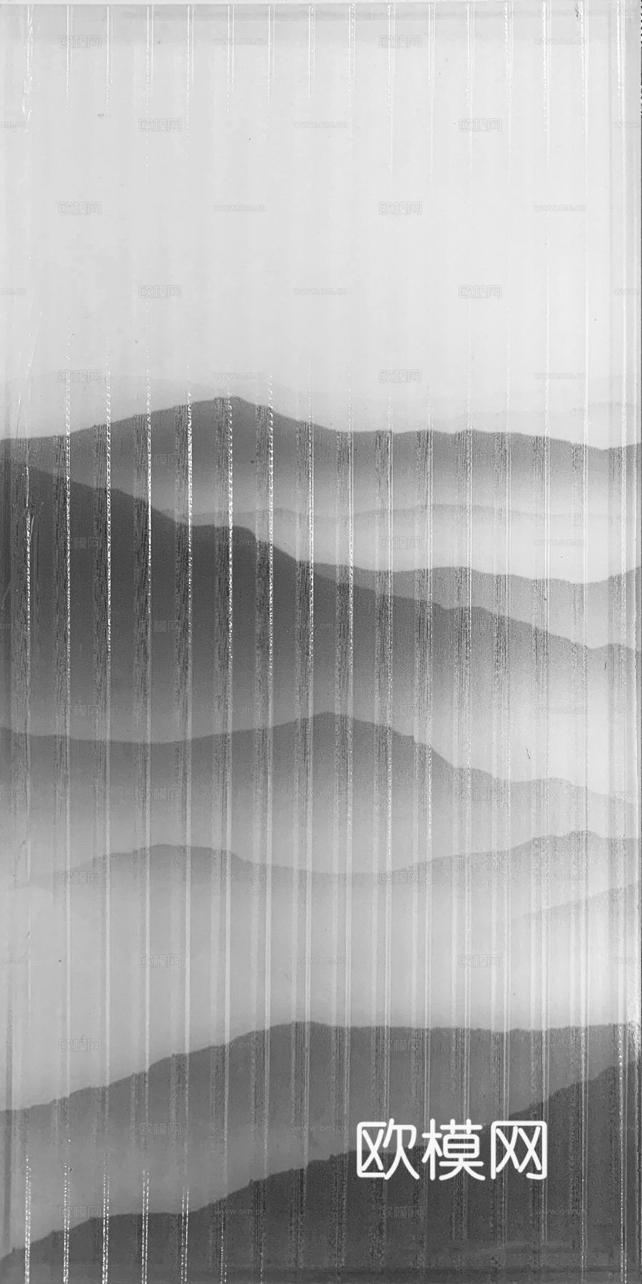竖纹黑白山水画玻璃