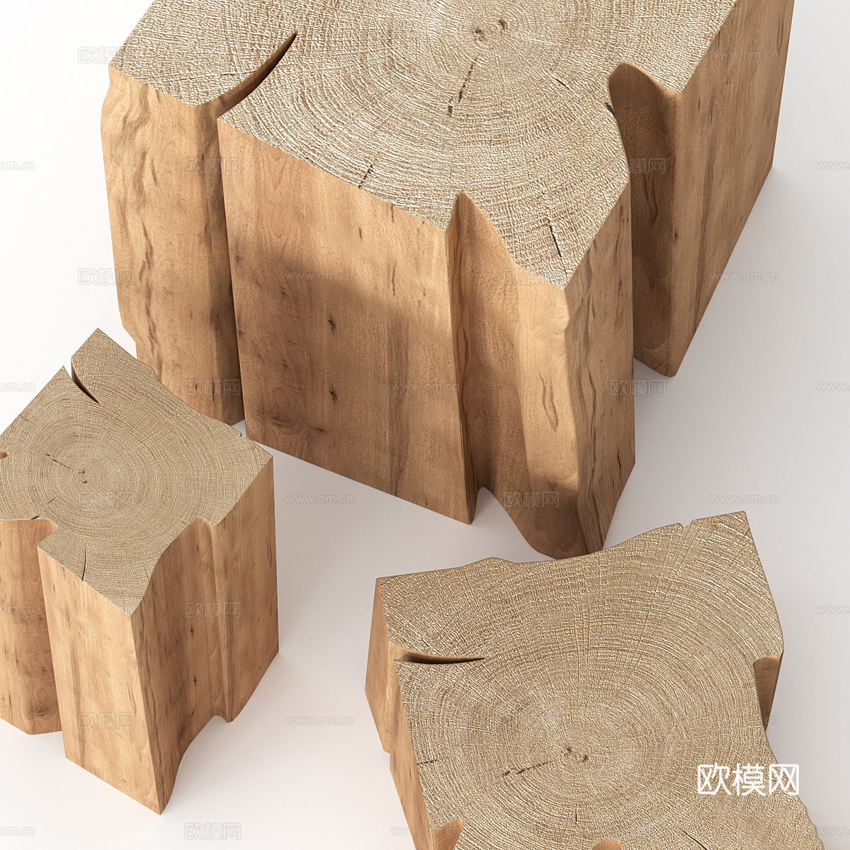 新中式侘寂木凳3d模型