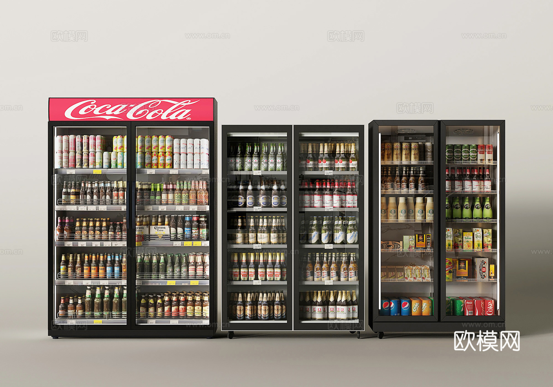 现代冰柜冷藏柜酒水柜饮料柜展示柜su模型