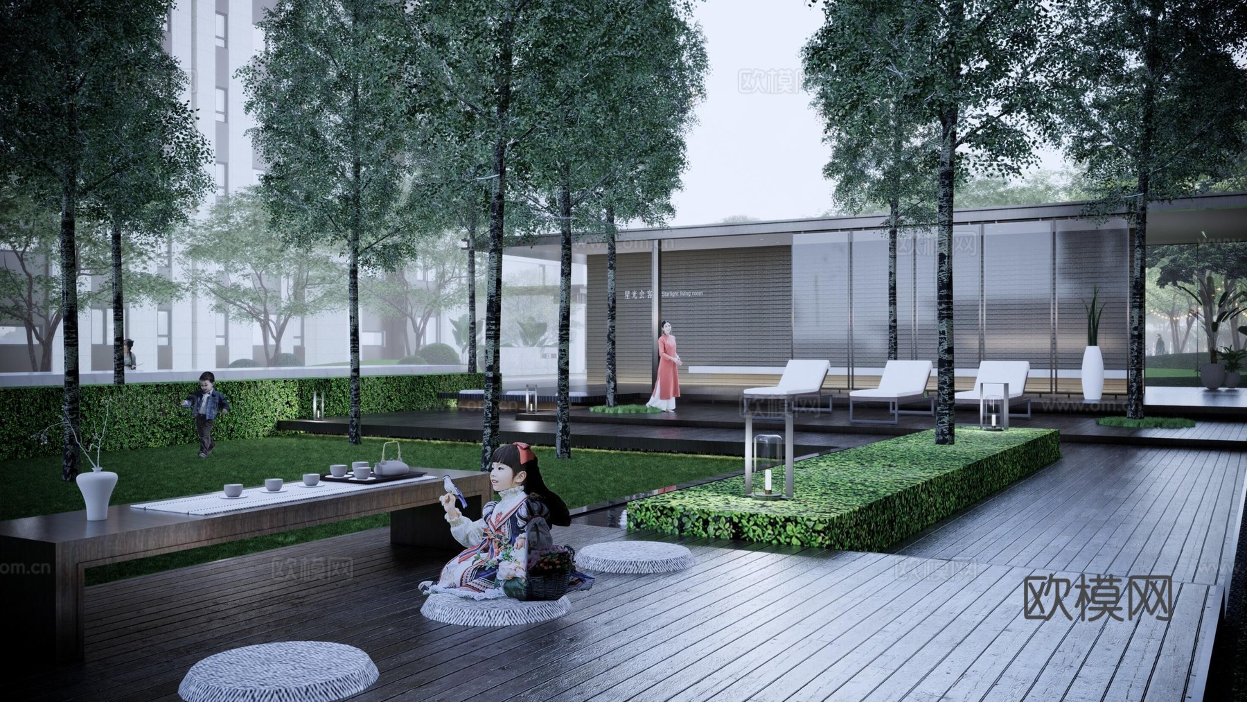 会客厅建筑 休闲接待建筑 森林会客厅cad施工图
