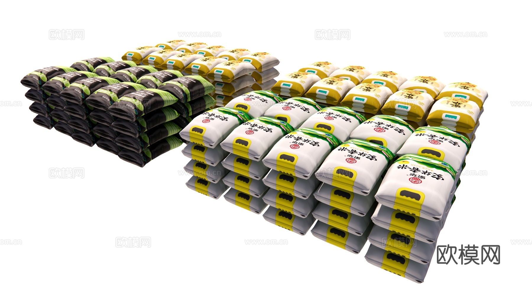 现代食物大米包装袋组合su模型