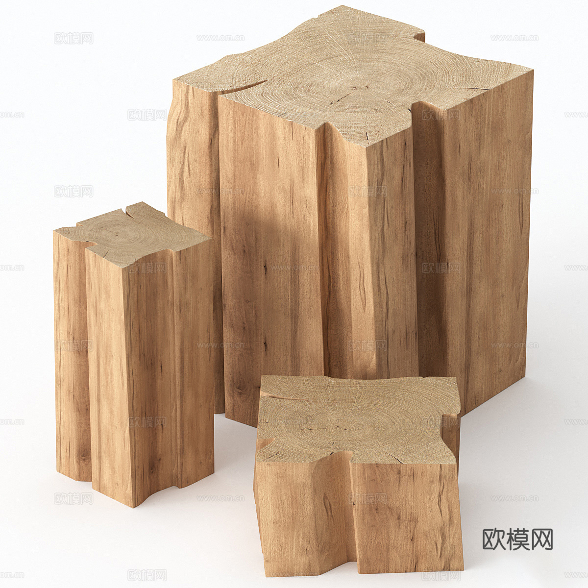 新中式侘寂木凳3d模型