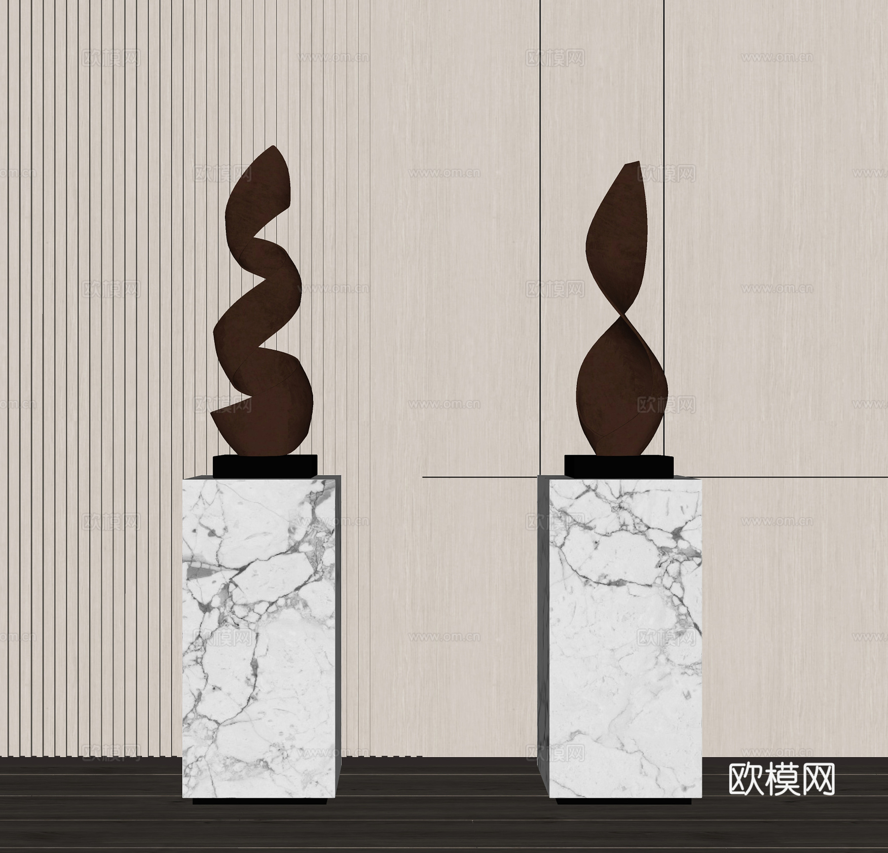 现代抽象金属雕塑摆件su模型