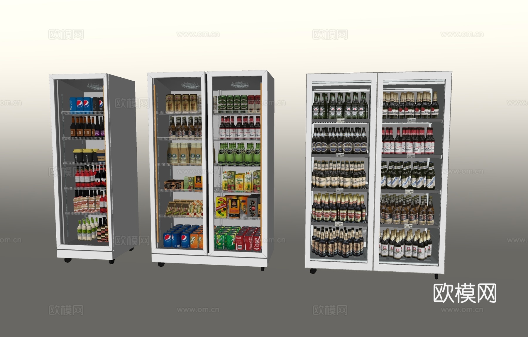现代冰柜冷藏柜酒水柜饮料柜展示柜su模型