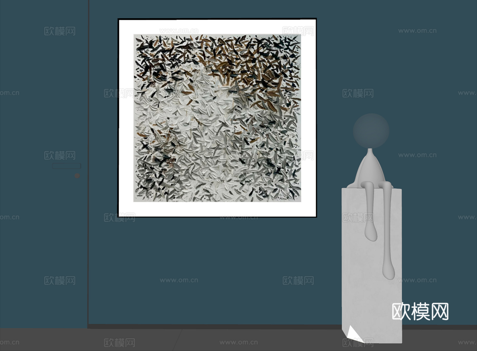 现代抽象挂画  现代极简挂画 现代轻奢挂画  现代意式挂画su模型