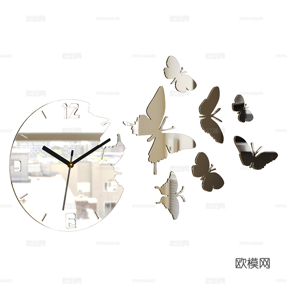 现代轻奢 SRBERNE 蝴蝶时钟3d模型