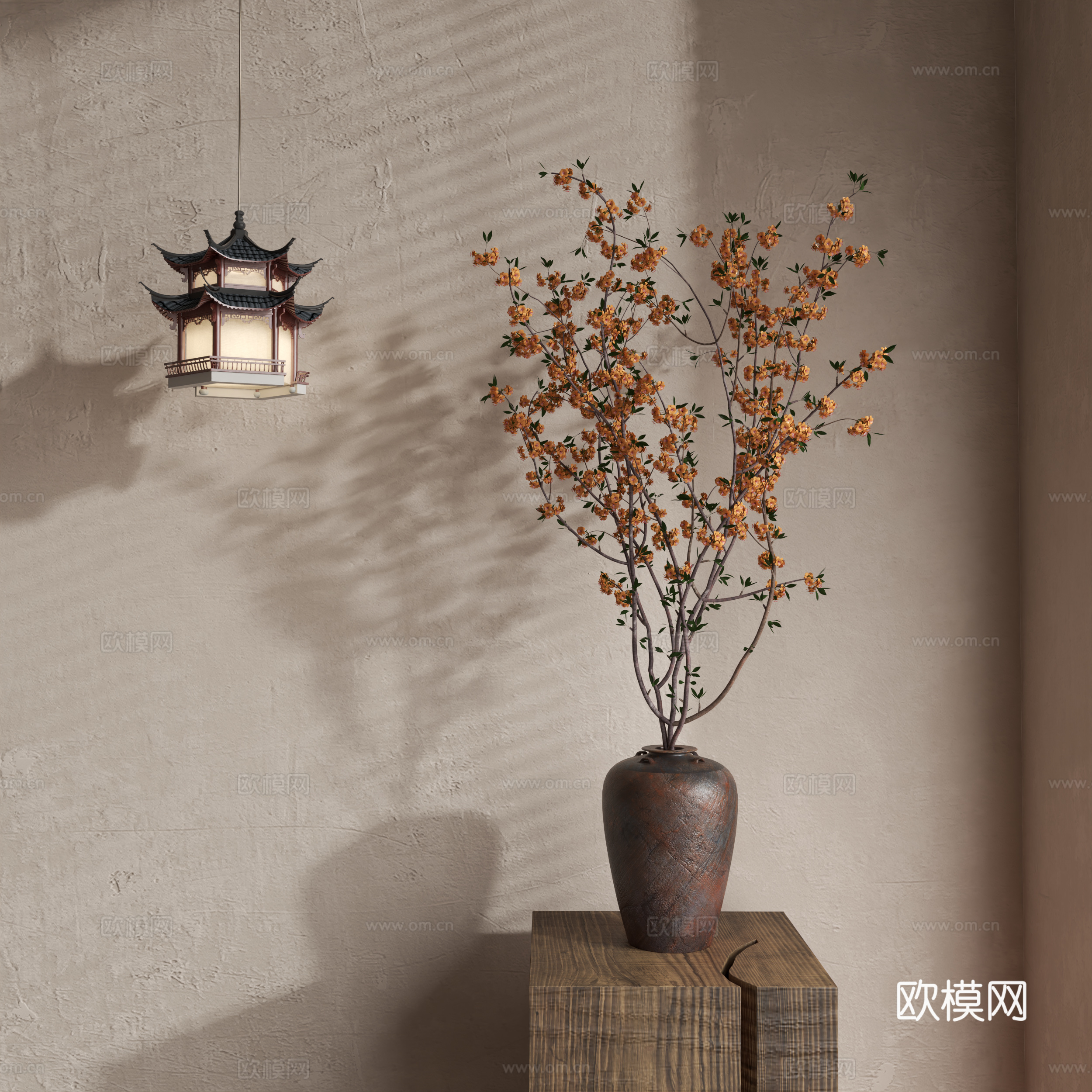 侘寂花艺 中古花艺 新中式花艺 现代花艺 花瓶su模型