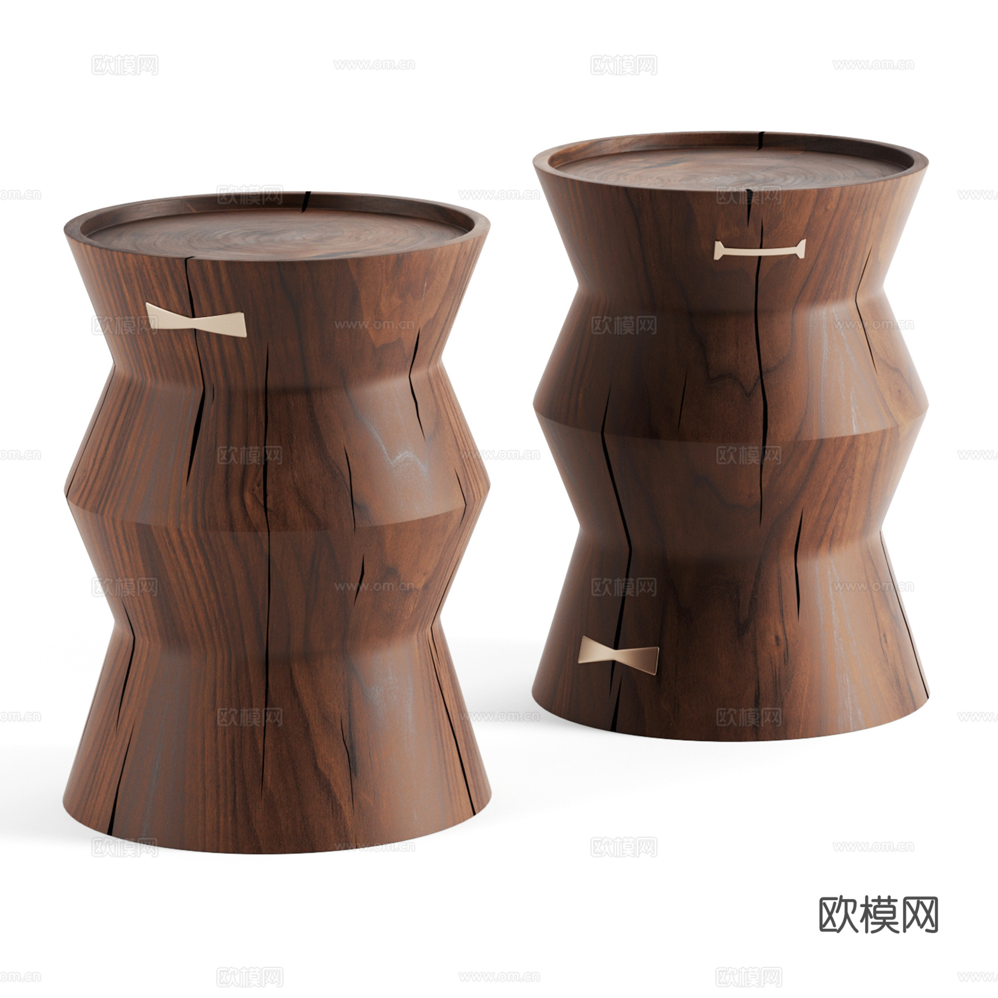 中古风沙发凳 矮凳 圆几su模型