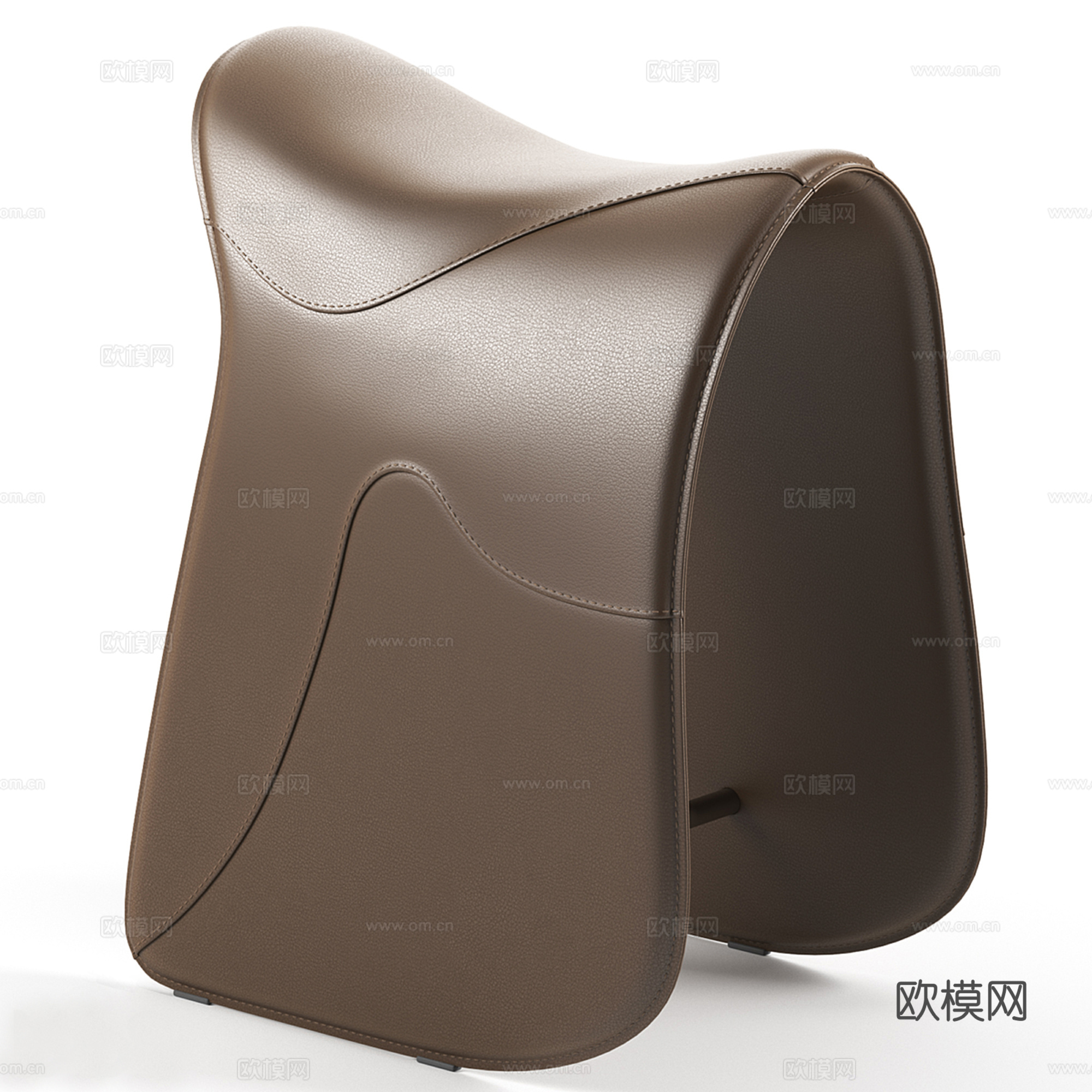 现代轻奢皮质沙发凳 矮凳 马鞍su模型