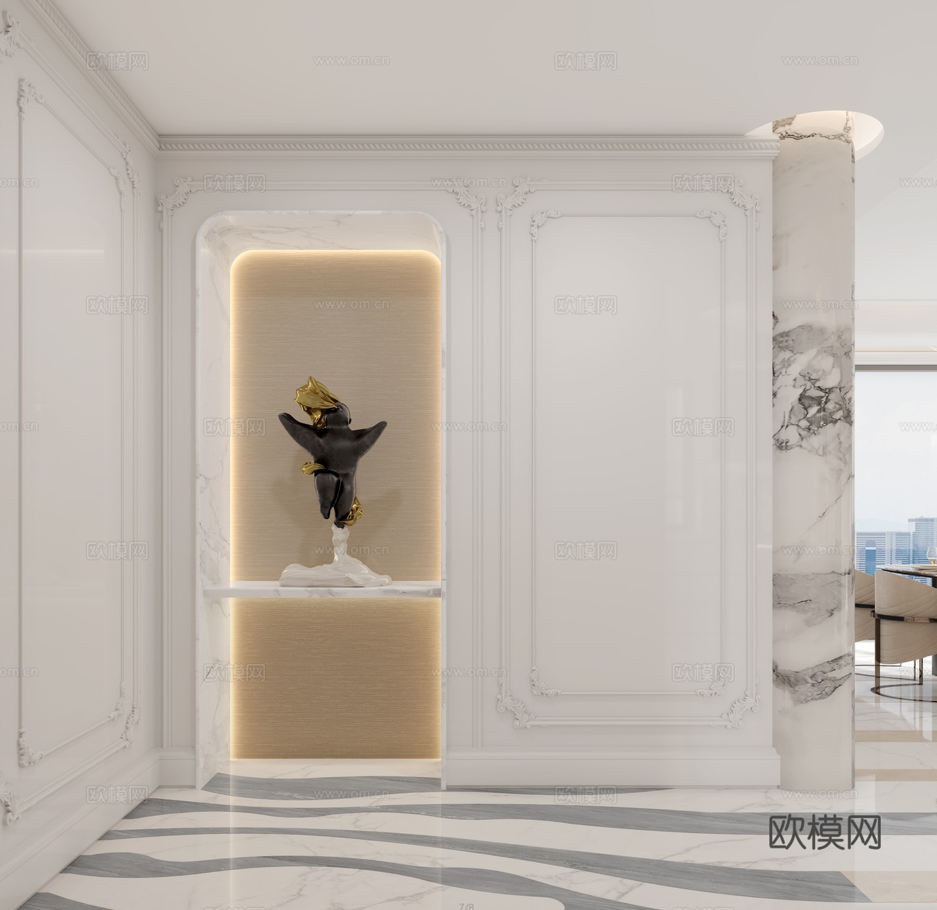 法式玄关3d模型