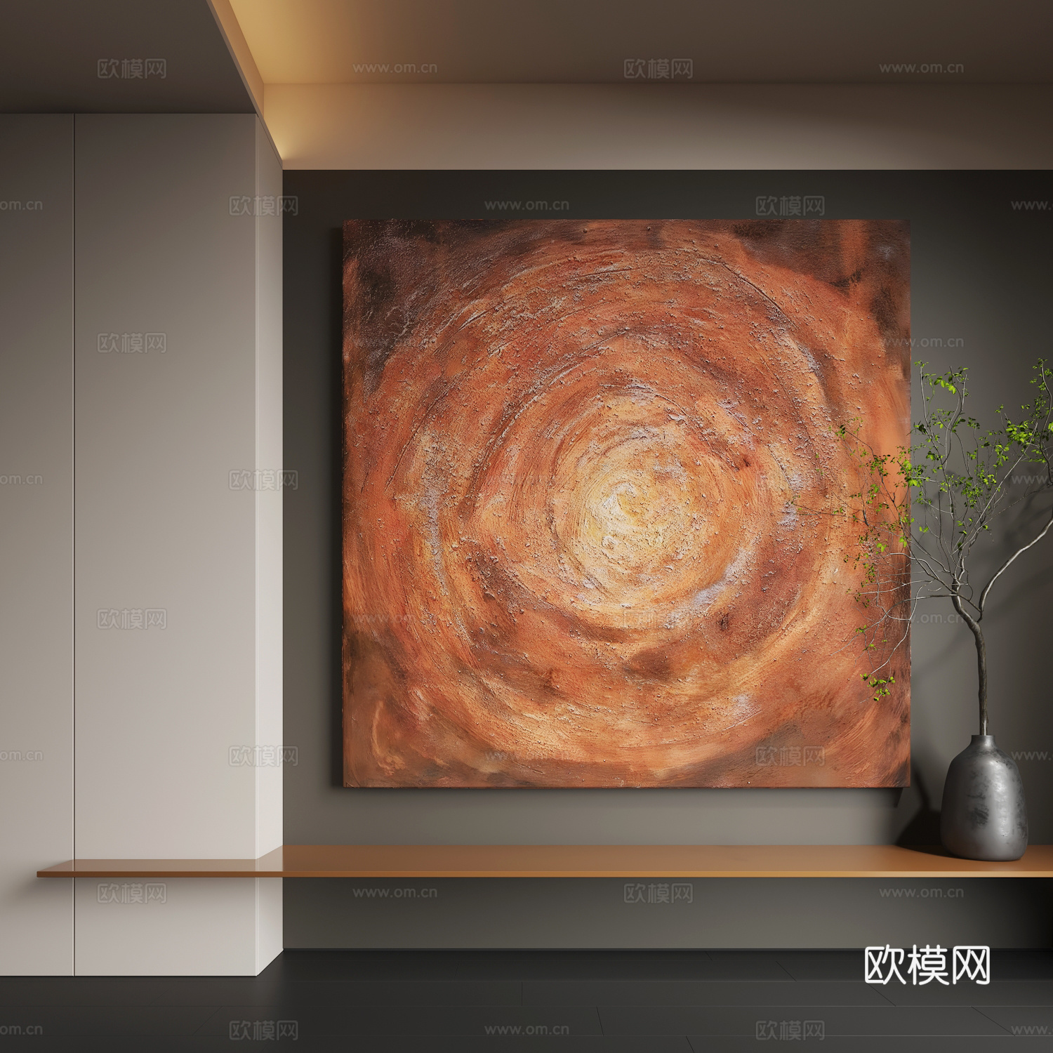现代抽象挂画  现代侘寂装饰画  现代轻奢挂画3d模型