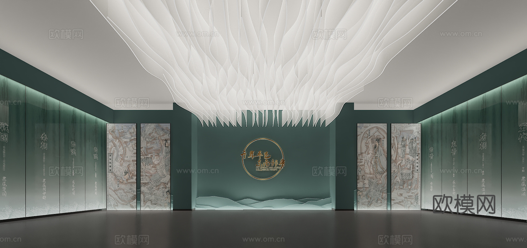 博物馆 展厅 亚克力顶 灯 展墙 序厅3d模型