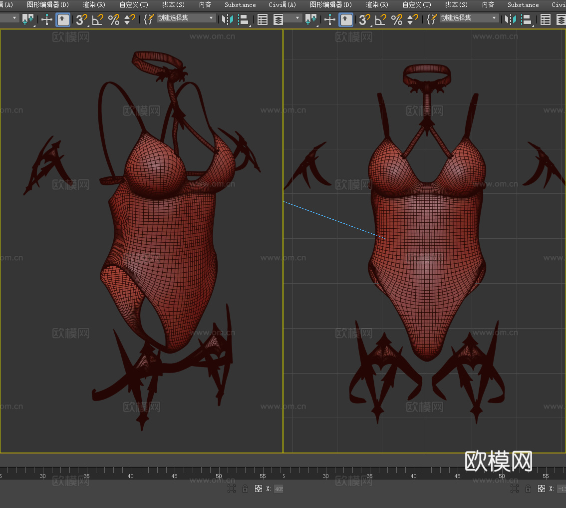 奇幻服饰 吊带连身衣 胸衣 女性服装 女装3d模型