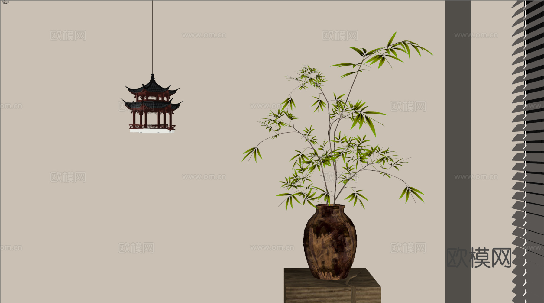 侘寂花艺 中古花艺 新中式花艺 现代花艺 花瓶su模型