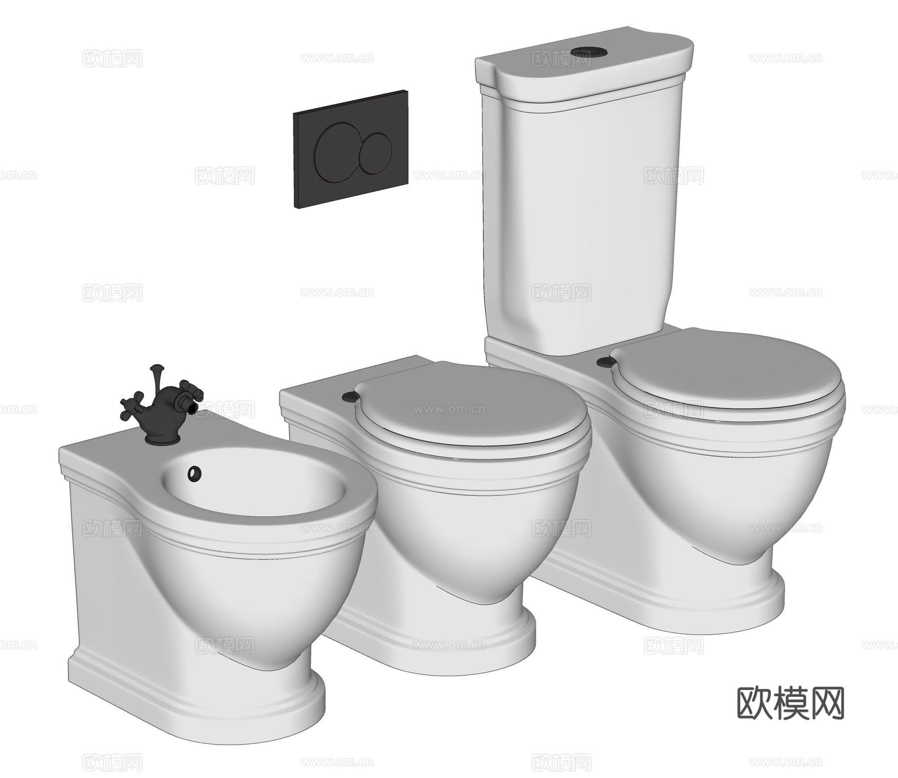 现代壁挂式马桶组合 坐便器 马桶su模型