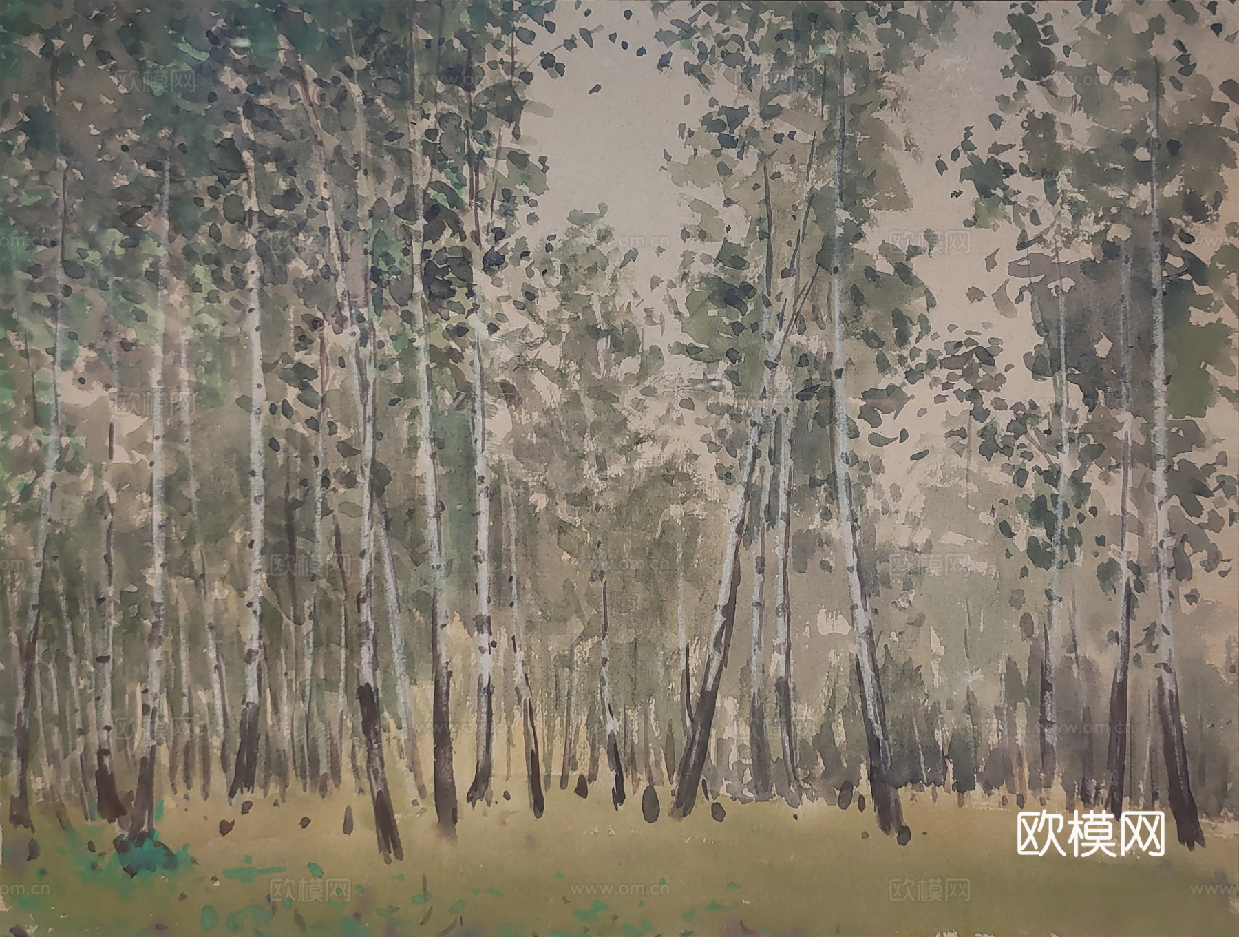 水彩树林