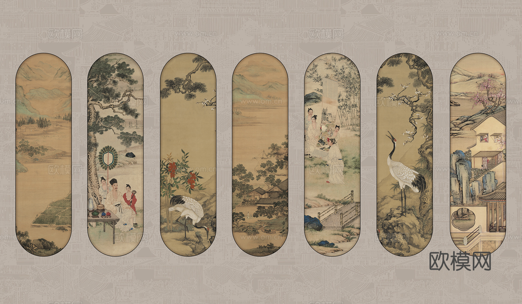 漂亮新中式 现代艺术壁纸 墙布 壁布高清贴图下载