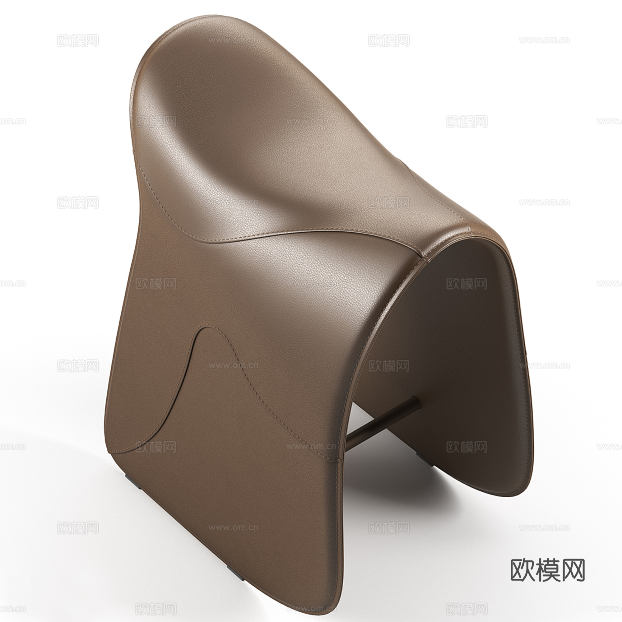 现代轻奢皮质沙发凳 矮凳 马鞍su模型