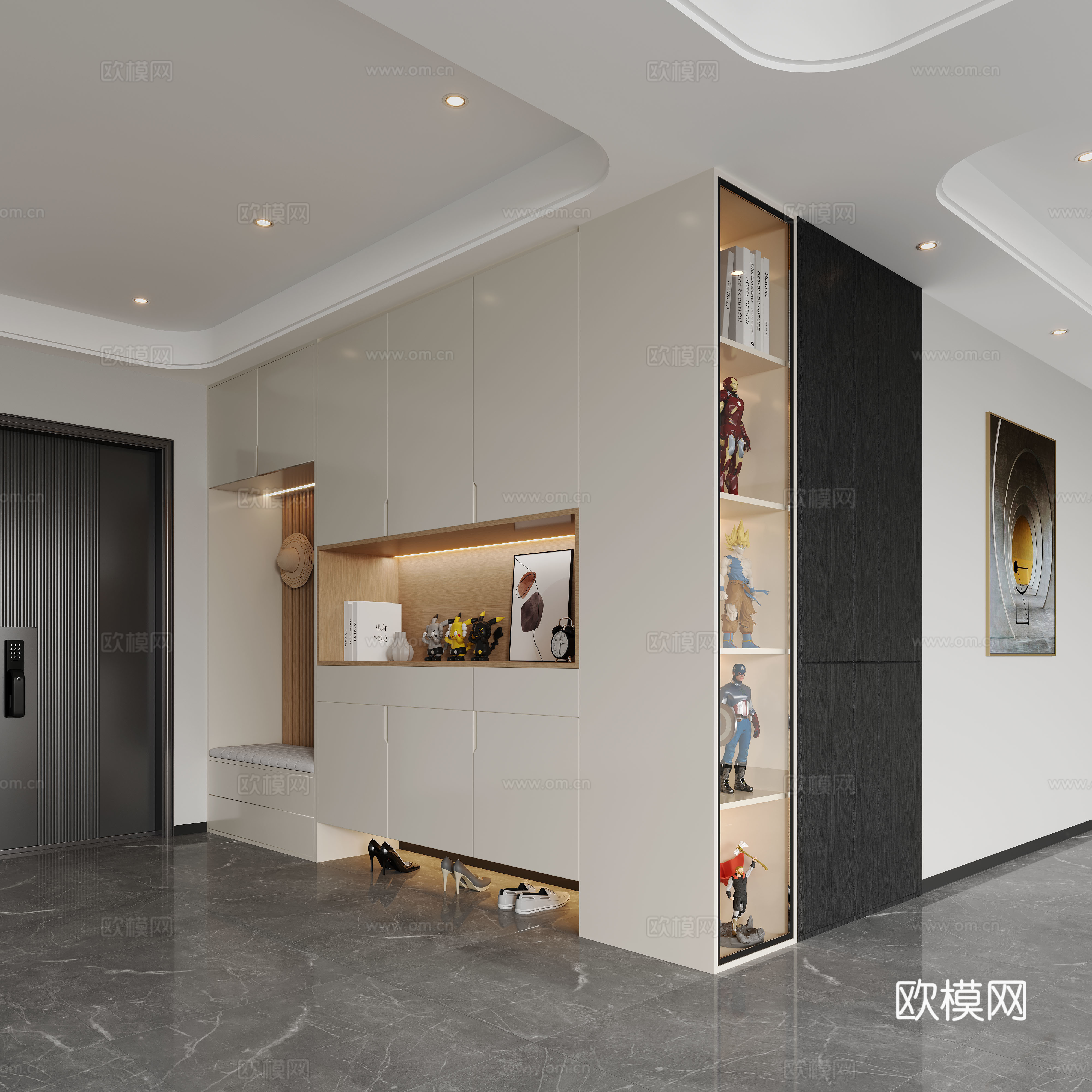 现代入户玄关 入户鞋柜 玄关 鞋柜3d模型