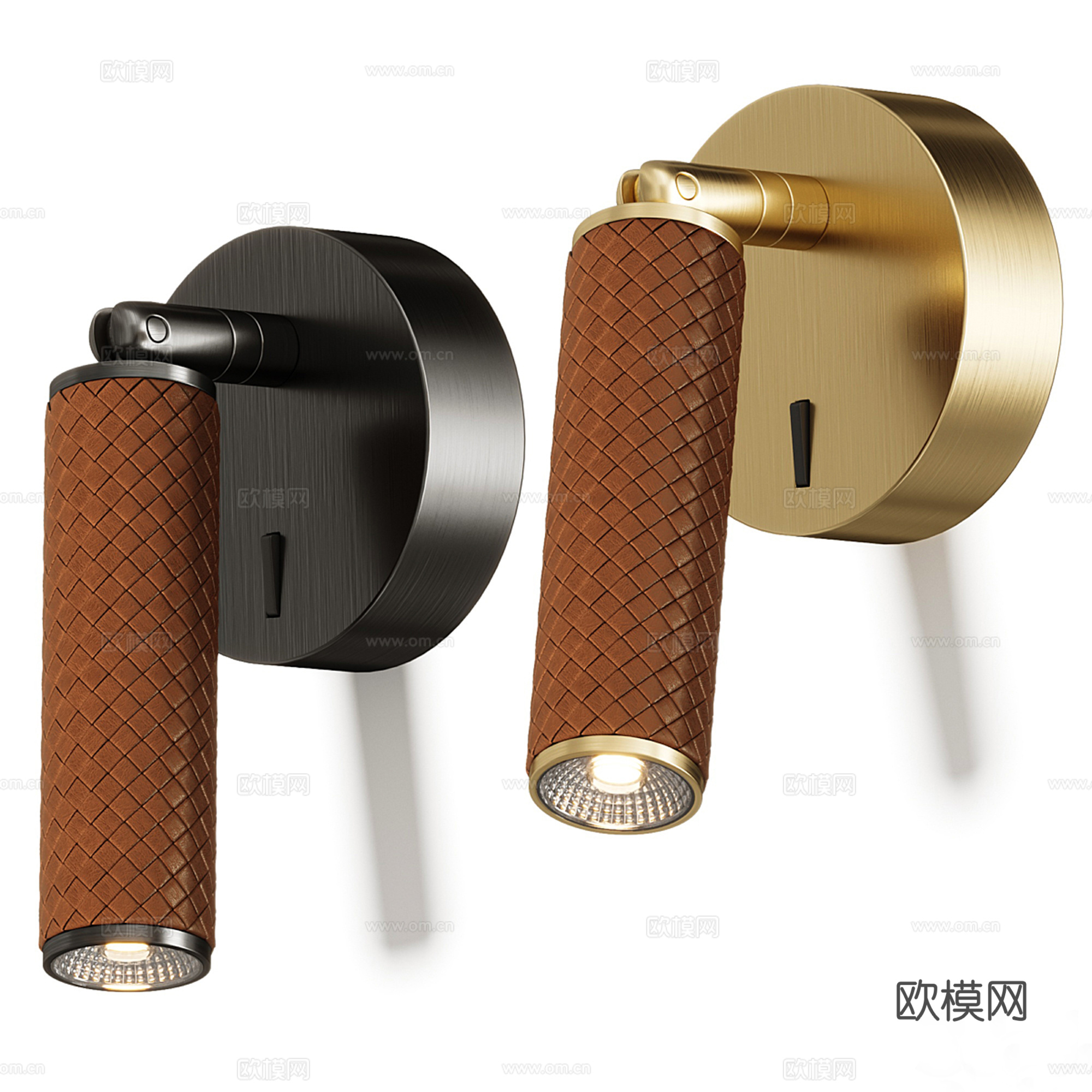 现代轻奢皮质阅读灯 壁灯su模型