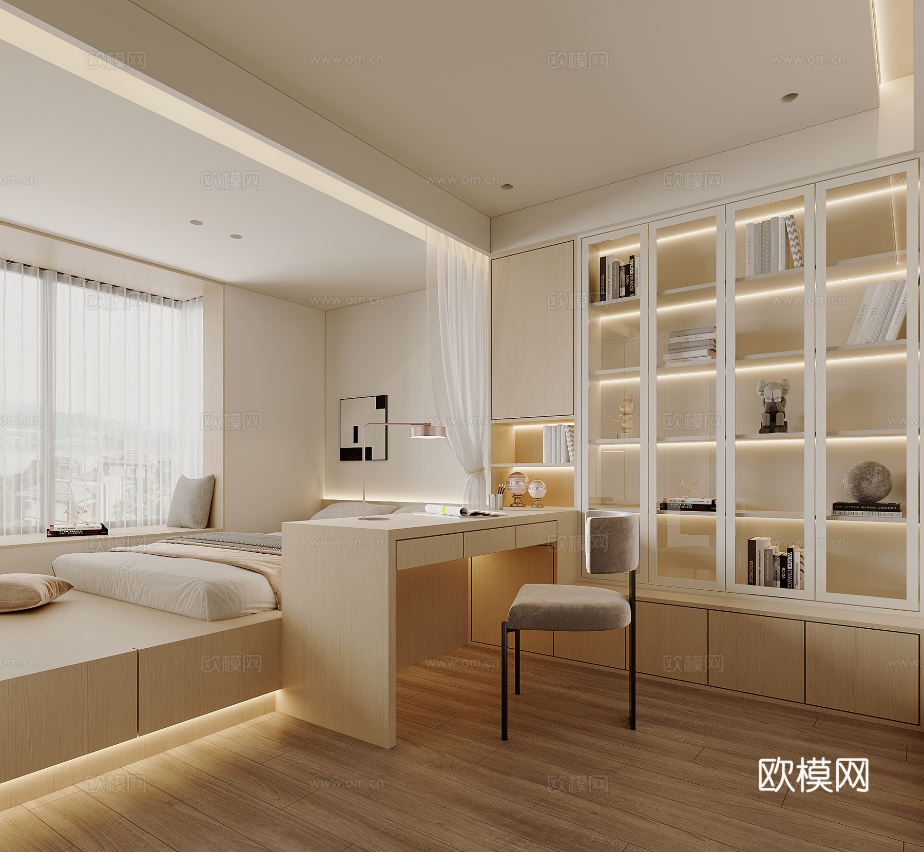 原木风榻榻米卧室3d模型