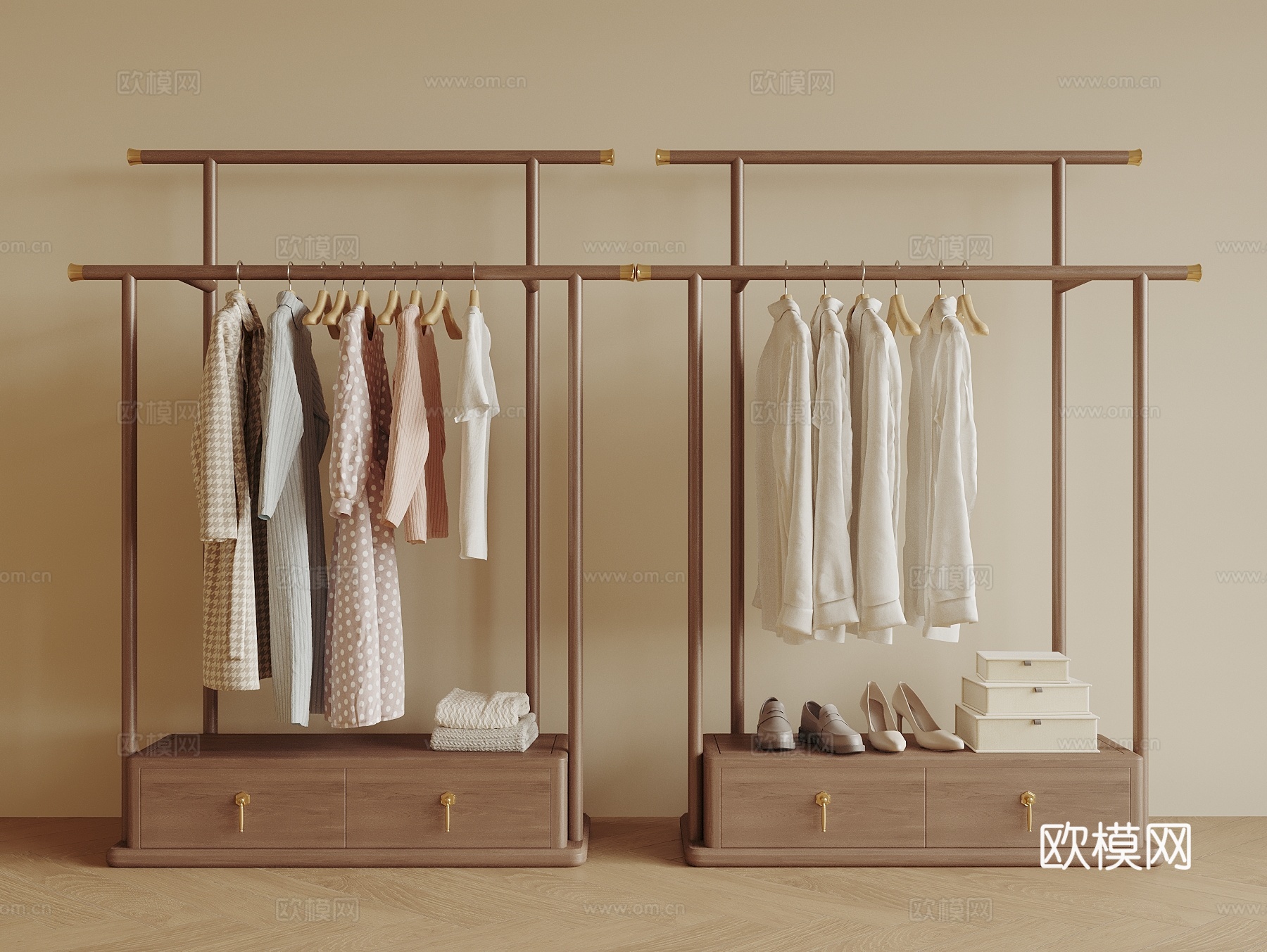 新中式衣架 挂衣架 衣帽架 挂衣板3d模型