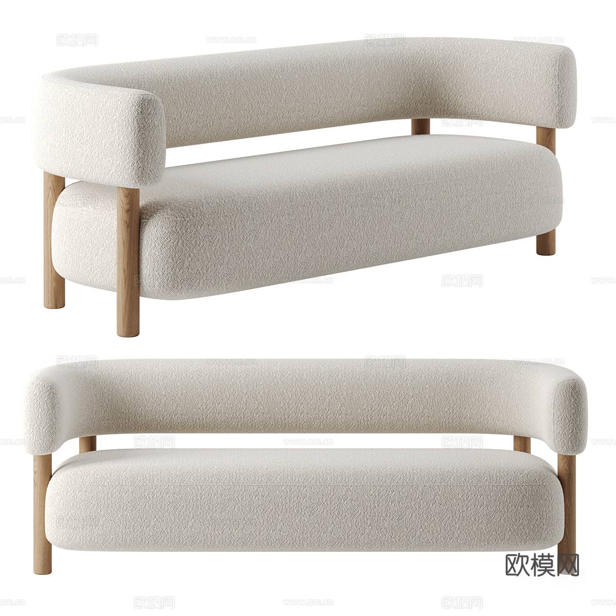现代奶油风 Karimoku 休闲沙发3d模型