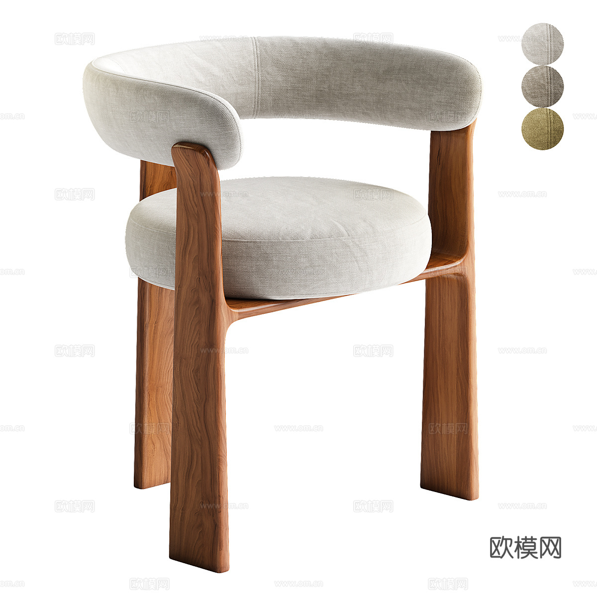 新中式侘寂 Kave Home 扶手椅3d模型