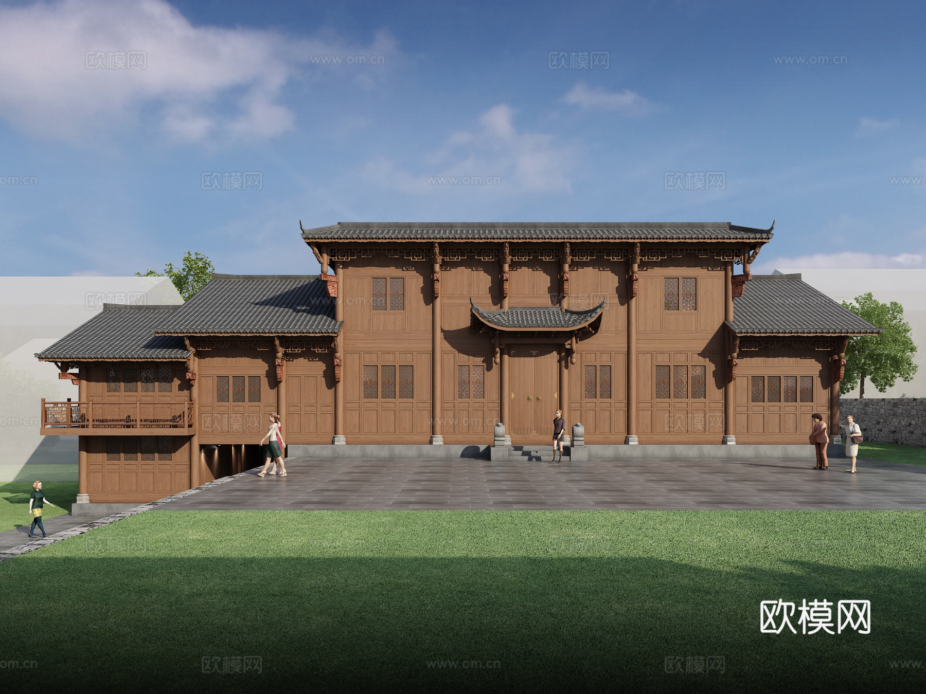中式木屋民居3d模型