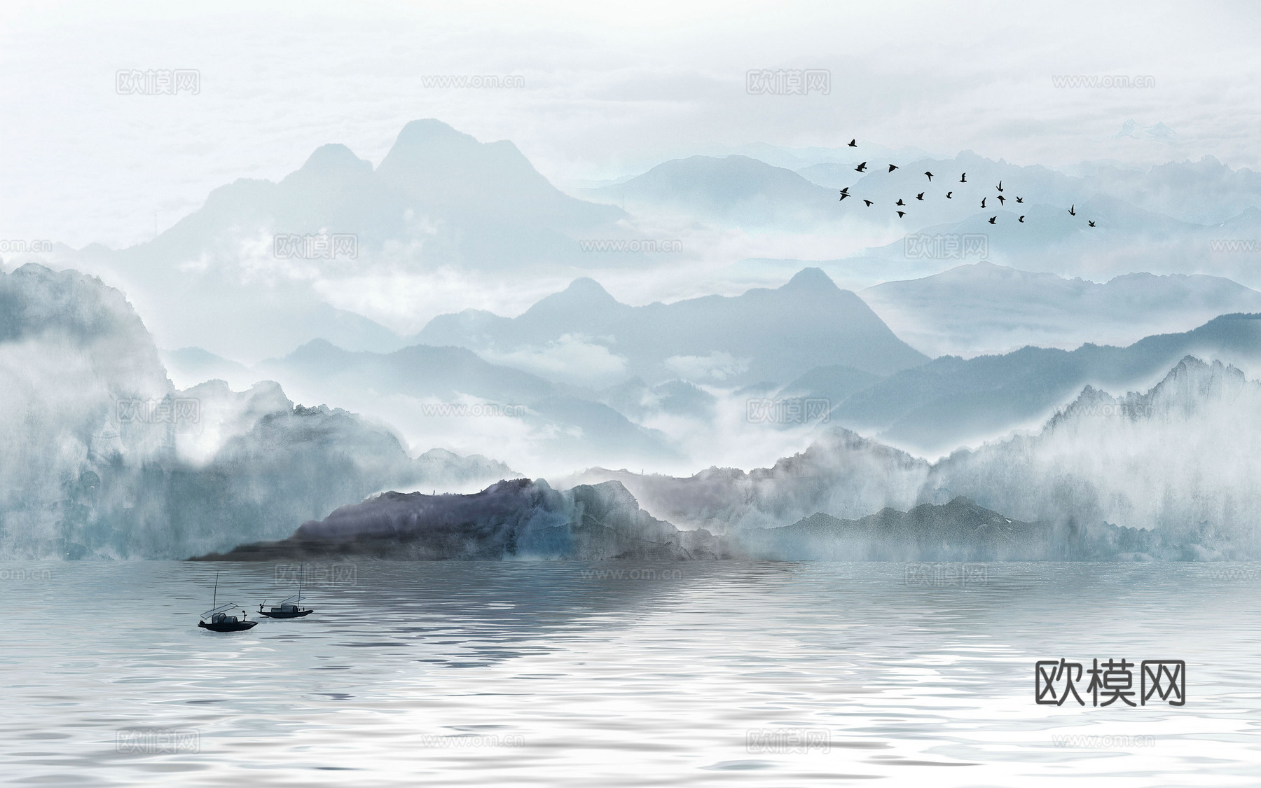 漂亮新中式 现代艺术壁纸 墙布 壁布高清贴图下载