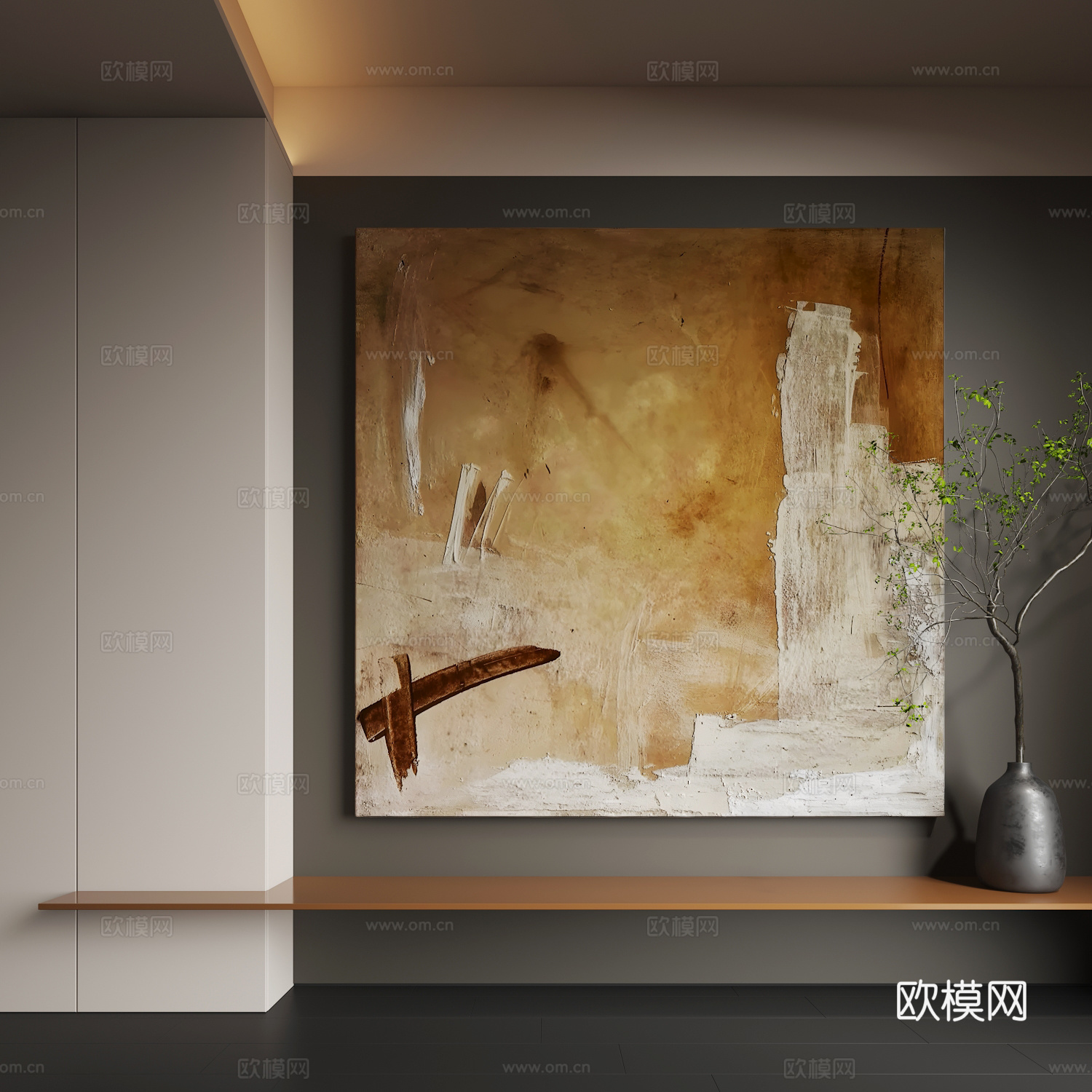 现代抽象挂画  现代侘寂装饰画  现代轻奢挂画  现代意式3d模型