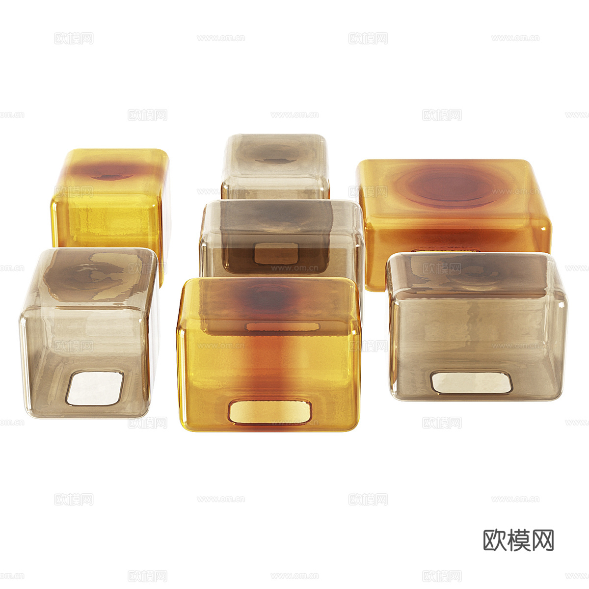 现代意式 Lokum 玻璃茶几3d模型