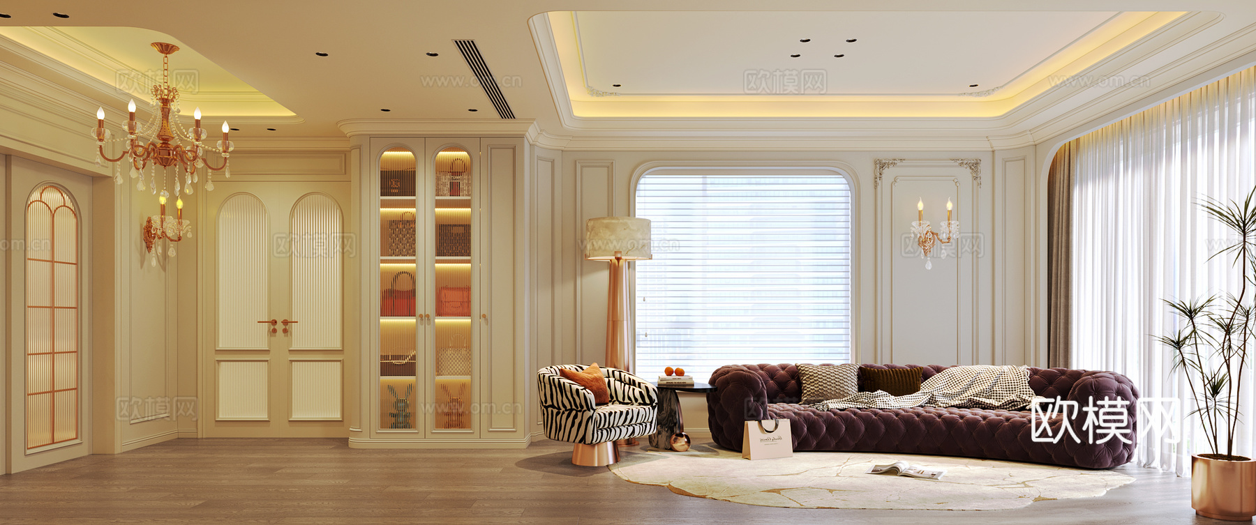 法式起居室3d模型下载（渲染图2）
