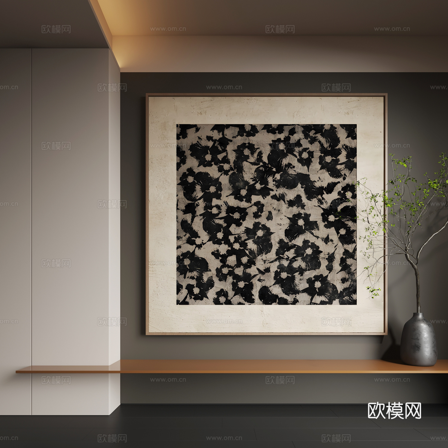 现代抽象挂画  现代侘寂装饰画  现代轻奢挂画  现代意式挂su模型