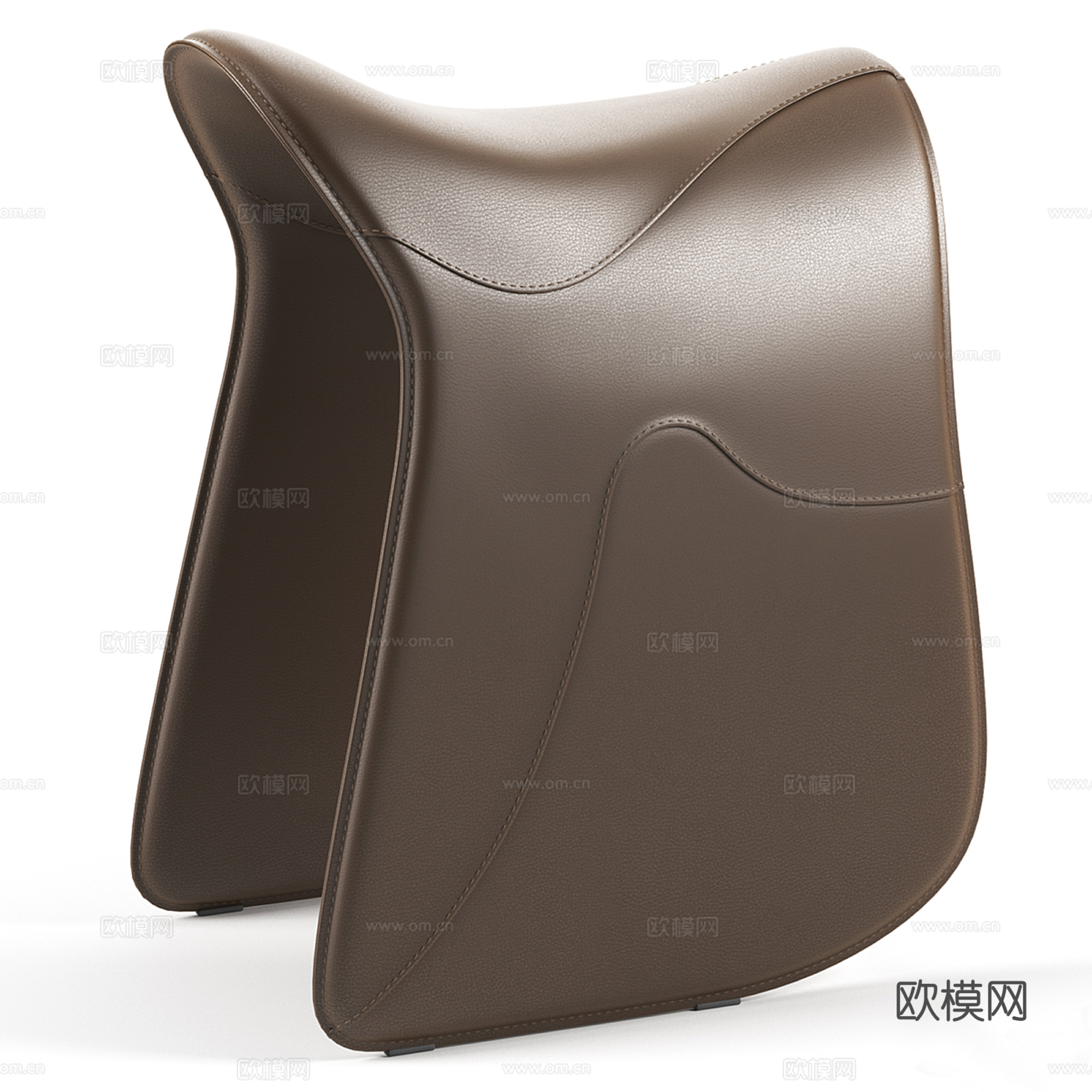 现代轻奢皮质沙发凳 矮凳 马鞍su模型