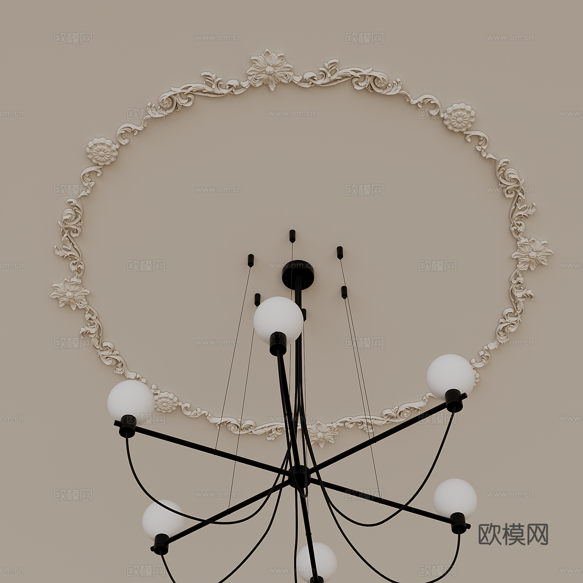 法式雕花灯盘su模型