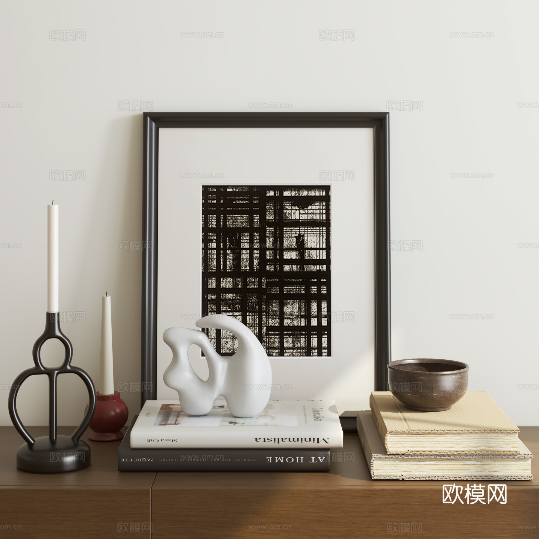 现代中古摆件组合su模型