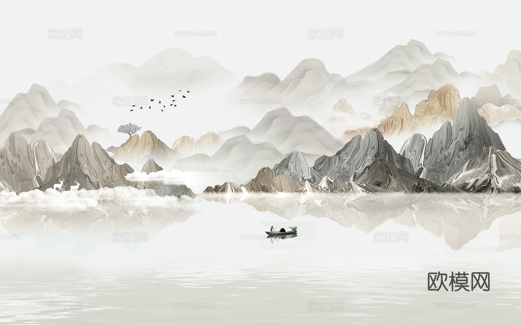 新中式 现代艺术壁纸 墙布 壁布贴图