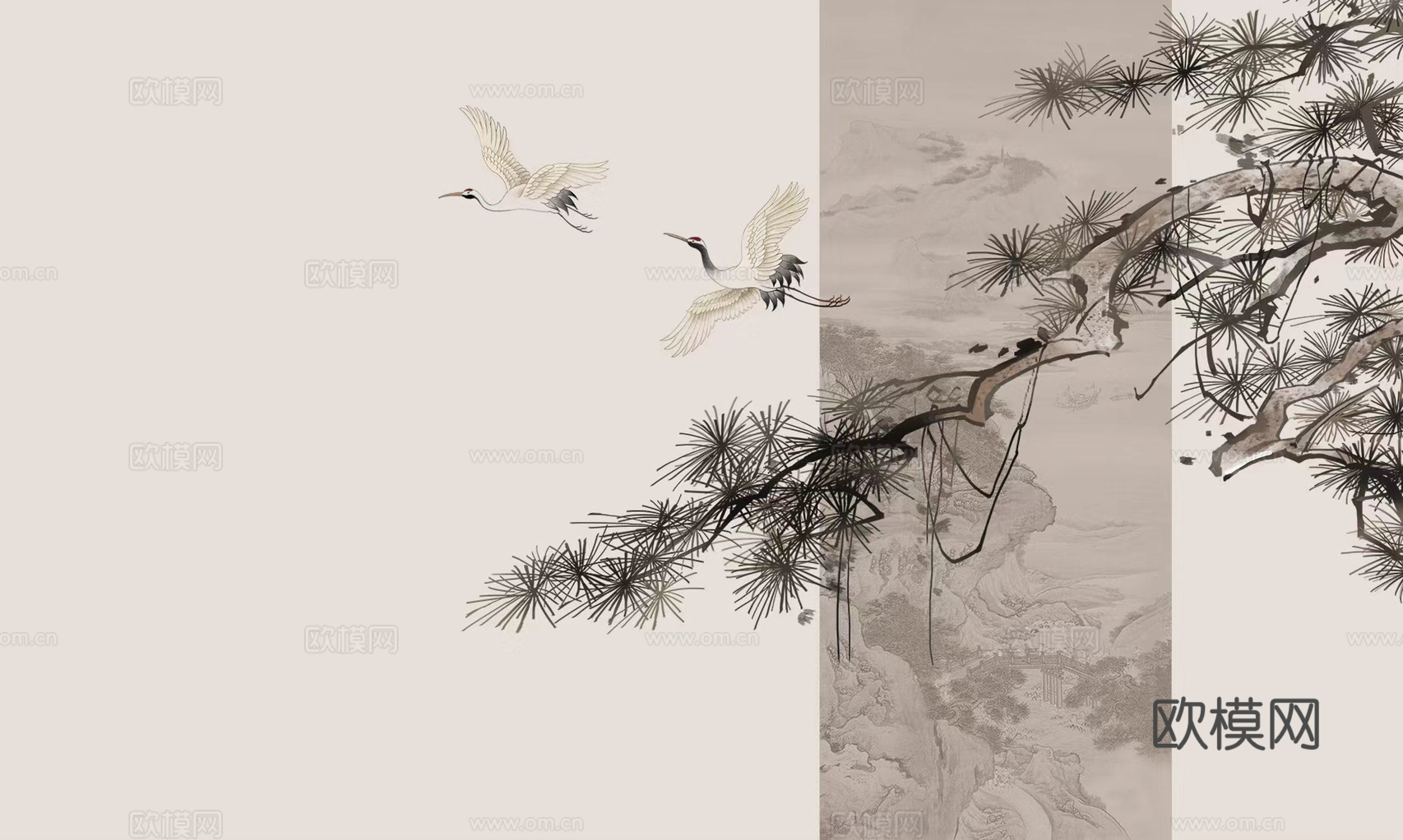 漂亮新中式 现代艺术壁纸 墙布 壁布高清贴图下载