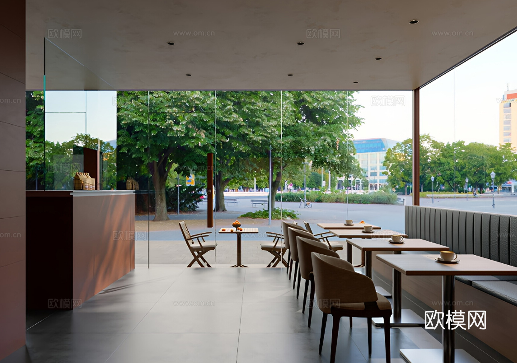 现代咖啡厅 工装咖啡店 餐饮店 头 椅 酒吧3d模型